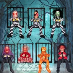 Scary Cage Halloween Doll Haunted House Prop with Screaming Voice Nightmare Creature