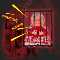 Scary Cage Halloween Doll Haunted House Prop with Screaming Voice Nightmare Creature