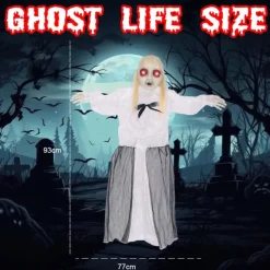 Scary Skeleton with Sound Effect Voice Activated Skeleton with Light Up LED Eye for Indoor and Outdoor Decoration