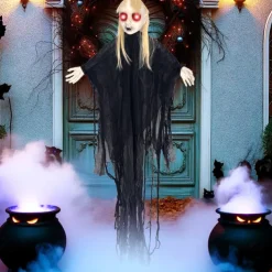 Scary Skeleton with Sound Effect Voice Activated Skeleton with Light Up LED Eye for Indoor and Outdoor Decoration