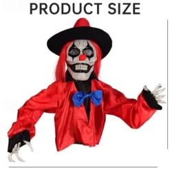 Scary Zombie Clown Halloween Decoration, with Light Up Eyes Sculpture Decorations Perfect for Halloween Party Outdoor Yard Garden Party Indoor Outdoor Decor