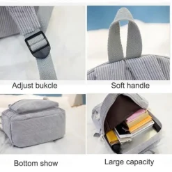 School Backpack Bags For Teenage Girls Backpack Women Bagpack Female Corduroy Bookbag Harajuku Bag, Back to School Gift