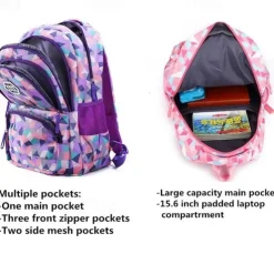 School Backpack Bookbag Multicolor for Student Boys Girls Multi-function Wear-Resistant Large Capacity Nylon School Bag Back Pack Satchel 21.5 inch