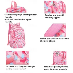 School Backpack Bookbag Multicolor for Student Boys Girls Multi-function Wear-Resistant Large Capacity Nylon School Bag Back Pack Satchel 21.5 inch