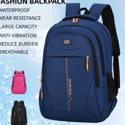 Schoolbag Solid Color for Student Boys Girls Multi-function Wear-Resistant Large Capacity Nylon School Bag Back Pack Satchel 22.06 inch, Back to School Gift