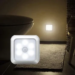 Schranklicht Mit Quadratische Bewegungsmelder Nachtlichter, Batteriebetriebene PIR-Induktionsleuchte für Schrank, Magnetische Beleuchtung für Treppen, Küche und Schlafzimmer (1 Stück)