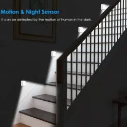 Schranklicht Mit Quadratische Bewegungsmelder Nachtlichter, Batteriebetriebene PIR-Induktionsleuchte für Schrank, Magnetische Beleuchtung für Treppen, Küche und Schlafzimmer (1 Stück)