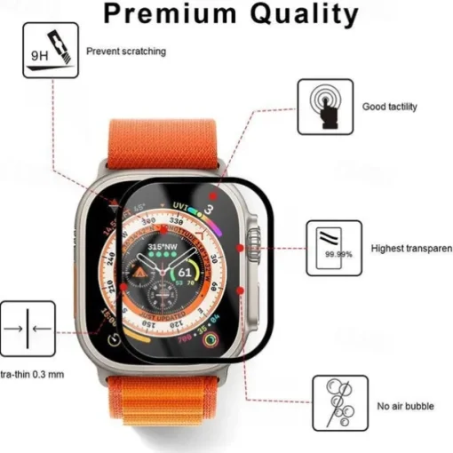 Screen Protector Film for iWatch Ultra/Ultra 2 Series 9 8 7 6 SE 5 4 3 2 1 for Apple Watch 49mm 44mm 40mm Soft / Tempered glass Protective Accessories（3/1pcs film）