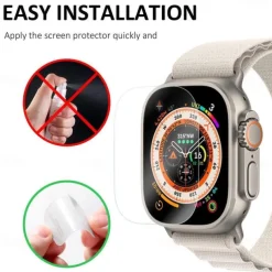 Screen Protector Film for iWatch Ultra/Ultra 2 Series 9 8 7 6 SE 5 4 3 2 1 for Apple Watch 49mm 44mm 40mm Soft / Tempered glass Protective Accessories（3/1pcs film）