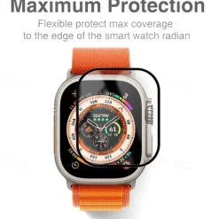 Screen Protector Film for iWatch Ultra/Ultra 2 Series 9 8 7 6 SE 5 4 3 2 1 for Apple Watch 49mm 44mm 40mm Soft / Tempered glass Protective Accessories（3/1pcs film）