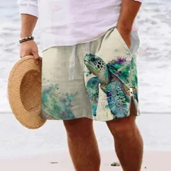 Sea Turtle Marine Life Men's Resort 3D Printed Board Shorts Swim Shorts Swim Trunks Pocket Drawstring with Mesh Lining Comfort Breathable Short Aloha Hawaiian Style Holiday Beach S TO 3XL
