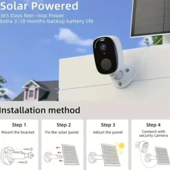 Security Camera Wireless Outdoor 3MP Security Camera with Solar Panel PIR Human Detection SD Card/Cloud Storage Flood Light Solar Cameras for Home Security