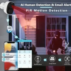 Security Camera Wireless Outdoor 3MP Security Camera with Solar Panel PIR Human Detection SD Card/Cloud Storage Flood Light Solar Cameras for Home Security