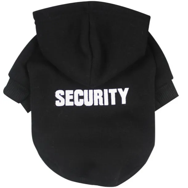 Security Dog Hoodies Dog Clothes Apparel Winter Sweatshirt Warm Sweater Cotton Jacket Coat Hoodie for Small Dog Medium Large Dog Cat (Black, 3XL)