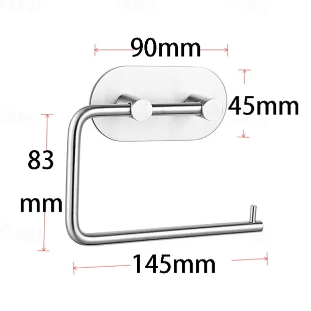 Self Adhesive Toilet Paper Holder and 4pcs Robe Hooks Stainless Steel Contemporary Bathroom Accessory Set Wall Mounted