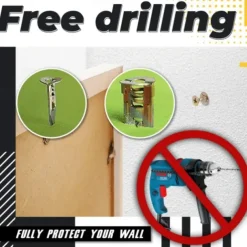 Self-Drilling Anchors Screws - Carbon Steel, Zinc-Plated, No-Drill Wall Anchors for Hanging Home Decor