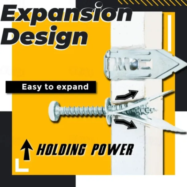 Self-Drilling Anchors Screws - Carbon Steel, Zinc-Plated, No-Drill Wall Anchors for Hanging Home Decor