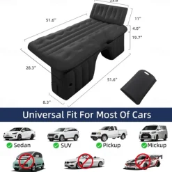 Self-Inflating Air Mattress Car Back Seat Bed PVC Flocked Surface Car Air Couch Cushion Built-in Charging Pump for Rapid Inflation and Deflation