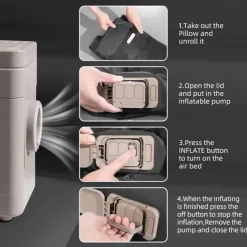 Self-Inflating Air Mattress Car Back Seat Bed PVC Flocked Surface Car Air Couch Cushion Built-in Charging Pump for Rapid Inflation and Deflation