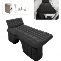 Self-Inflating Air Mattress Car Back Seat Bed PVC Flocked Surface Car Air Couch Cushion Built-in Charging Pump for Rapid Inflation and Deflation