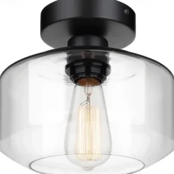 Semi Flush Mount Ceiling Light, Modern Light Fixture with Glass Shade, Oil Rubbed Bronze Finish for Hallway Corridor Kitchen Bathroom Bedroom Passway