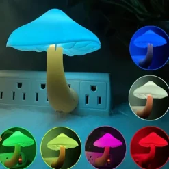 Sensor LED Night Light Plug in Lamp Mushroom Night Light 7-Color Changing Magic Mini Pretty Mushroom-Shaped Night Lights for Adults Kids NightLight