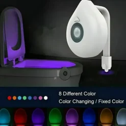 Sensor Toilet Seat Night Light Smart PIR Motion 8 Colors Waterproof Backlight 2PCS for Toilet Bowl LED Luminaria Lamp Toilet Light