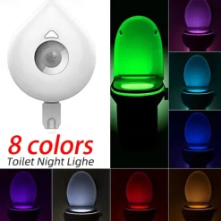Sensor Toilet Seat Night Light Smart PIR Motion 8 Colors Waterproof Backlight 2PCS for Toilet Bowl LED Luminaria Lamp Toilet Light