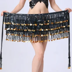 Sequin Skirt Silver Dots Fringe Skirts Belly Dance Hip Scarf Sparkly Rave Skirts for Women