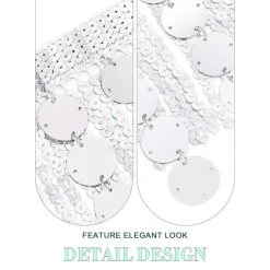 Sequin Skirt Silver Dots Fringe Skirts Belly Dance Hip Scarf Sparkly Rave Skirts for Women