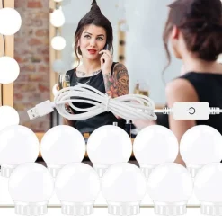 1set LED Makeup Mirror Light Vanity LED Light Bulbs Cosmetic Lighted Make up Mirrors Bulb Bright Lights Wall Lamp for Dressing Table