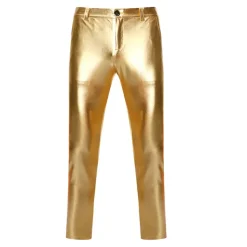 Set with Shiny Metallic Straight Leg Pants 2 PCS Disco Outfits 1980s Men's Sequins Cosplay Costume Masquerade Party Evening Club Performance