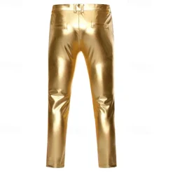Set with Shiny Metallic Straight Leg Pants 2 PCS Disco Outfits 1980s Men's Sequins Cosplay Costume Masquerade Party Evening Club Performance