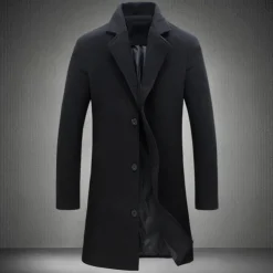 Set with Trench Coat Pullover Men's 2 PCS Outfits Winter Coat Overcoat Daily Wear Winter Thermal Warm Windproof Outerwear Clothing Apparel Fashion Warm Ups Plain Pocket Lapel Single Breasted