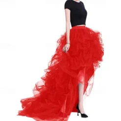Set with Tulle Tutu Skirt Feather Cape Lace Gloves 3 PCS Women's High Waist High Low Layered Tulle Floor Length Skirt Feather Shawls Outfits Maleficent Costume Punk Gothic Halloween Party Carnival