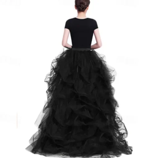 Set with Tulle Tutu Skirt Feather Cape Lace Gloves 3 PCS Women's High Waist High Low Layered Tulle Floor Length Skirt Feather Shawls Outfits Maleficent Costume Punk Gothic Halloween Party Carnival