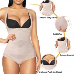 Shapewear Bodysuit for Women Tummy Control Butt Lifter Panty Hi-Waist Trainer Stomach Body Shaper Slimming Girdles