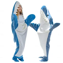 Shark Blanket Kigurumi Pajamas Sofa Blanket for Adults' Unisex Cute Christmas Halloween Carnival Easy Halloween Costumes