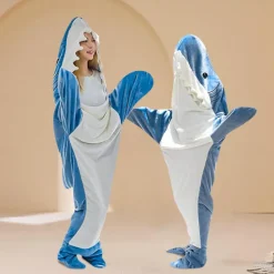 Shark Blanket Kigurumi Pajamas Sofa Blanket for Adults' Unisex Cute Christmas Halloween Carnival Easy Halloween Costumes