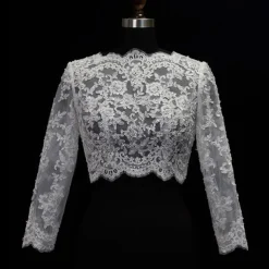 Shawl & Wrap Shawls Women's Wrap Bolero Sexy Bridal Long Sleeve Lace Wedding Wraps With Button For Wedding Spring & Summer