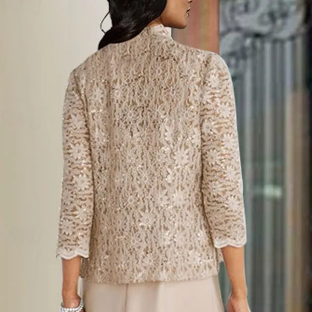 Shawl & Wrap Wedding Guest Women's Wrap Mother's Wraps Pure Elegant Sun Protection 3/4 Length Sleeve Lace Fall Wedding Wraps With Pure Color For Party Evening All Seasons