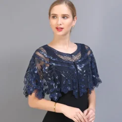 Shawl & Wrap Women's Wedding Guest Wraps Bolero Sparkle & Shine 1920s Elegant Short Sleeve Tulle Wedding Wraps With Beading For Wedding Summer dress to impress