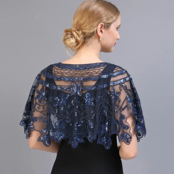 Shawl & Wrap Women's Wedding Guest Wraps Bolero Sparkle & Shine 1920s Elegant Short Sleeve Tulle Wedding Wraps With Beading For Wedding Summer dress to impress