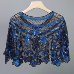 Shawl & Wrap Women's Wedding Guest Wraps Bolero Sparkle & Shine 1920s Elegant Short Sleeve Tulle Wedding Wraps With Beading For Wedding Summer dress to impress