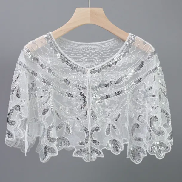 Shawl & Wrap Women's Wedding Guest Wraps Bolero Sparkle & Shine 1920s Elegant Short Sleeve Tulle Wedding Wraps With Beading For Wedding Summer dress to impress