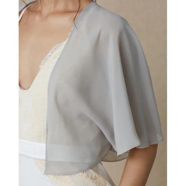 Shawls Women's Wrap Bolero Shrug Coats / Jackets Elegant Sun Protection Short Sleeve Chiffon Wedding Wraps With Pure Color For Formal Spring & Fall dress to impress