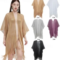 Shawls Women's Wrap Elegant Sparkle & Shine Sleeveless Polyester Wedding Wraps With Pure Color For Party Spring & Summer