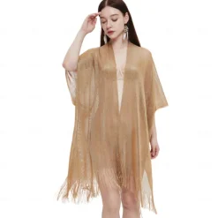 Shawls Women's Wrap Elegant Sparkle & Shine Sleeveless Polyester Wedding Wraps With Pure Color For Party Spring & Summer