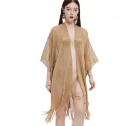 Shawls Women's Wrap Elegant Sparkle & Shine Sleeveless Polyester Wedding Wraps With Pure Color For Party Spring & Summer