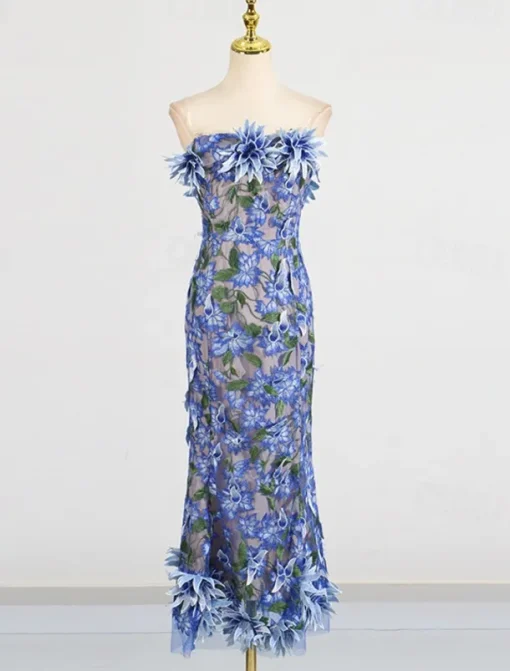 Sheath / Column DressesDress Wedding Wedding Guest Cocktail Dress Sleeveless Off Shoulder Flowers with Embroidered Lace